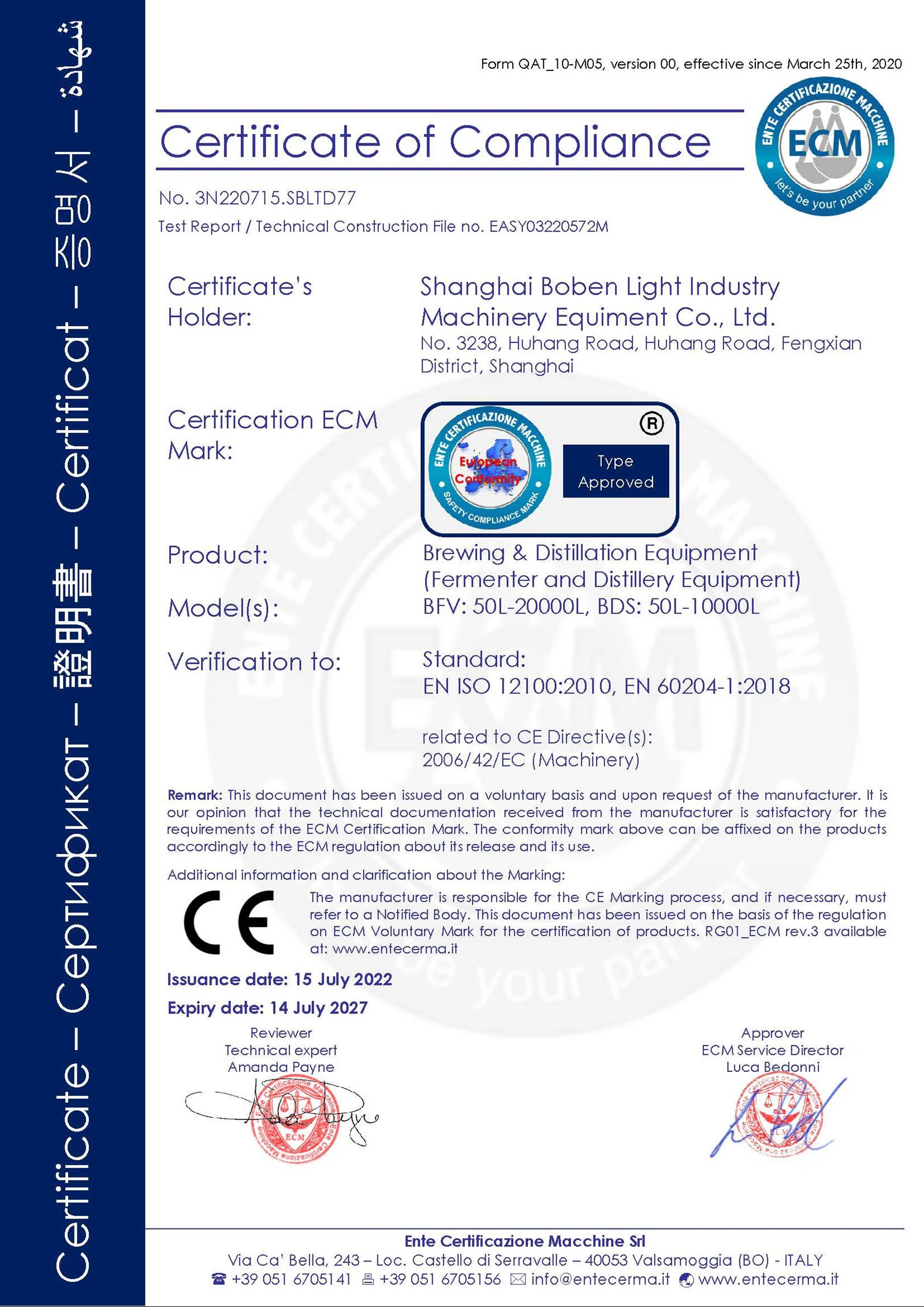 CE CERTIFICATE
